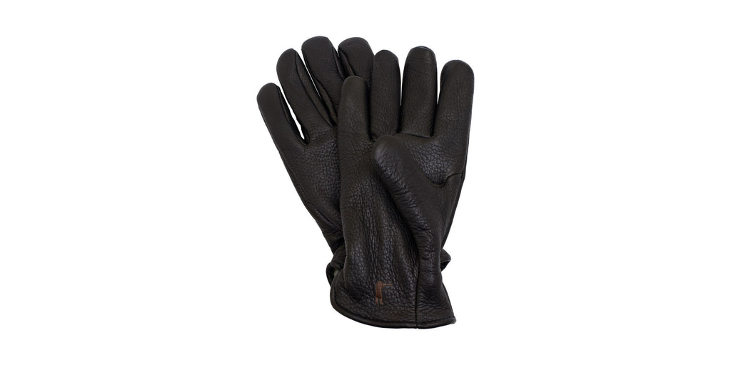 Deerskin Leather Gloves Pile Lined, Black
