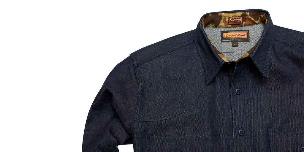 Dickies 1922 x Ball and Buck Overshirt, Denim/Camo